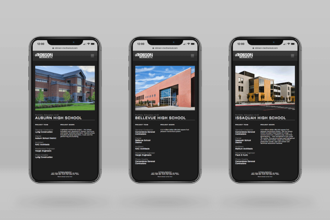 Robison Mechanical website (Mobile)