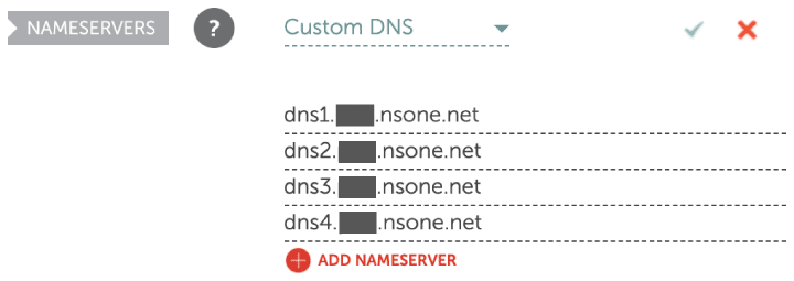 Screenshot of name servers on domain registrar.