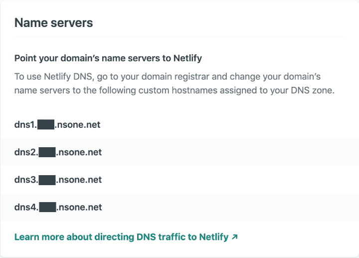 Screenshot of name servers on hosting application.